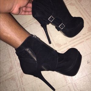 Black velvet high heels